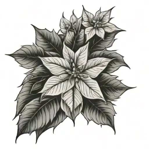 Poinsettia Bouquet Shading More Line Work
