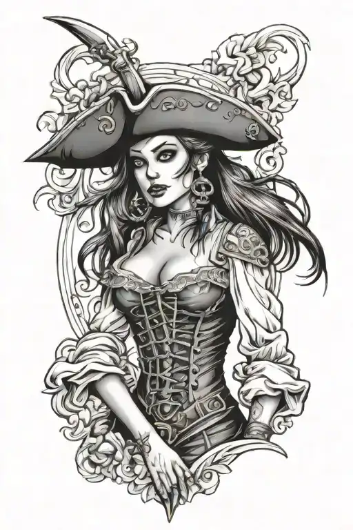 Pirate Girl In Corset Top