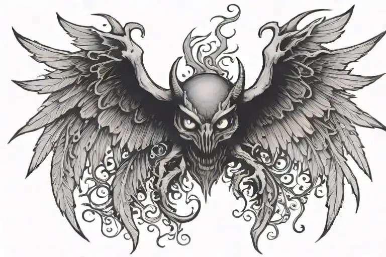 Demon Eyes And Wings Spread Wide