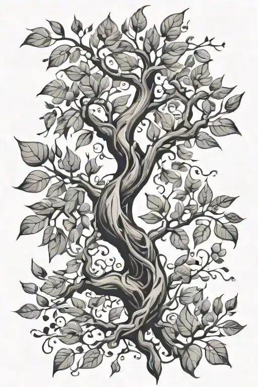 Tree Branch Vining With Leaves Around Arm