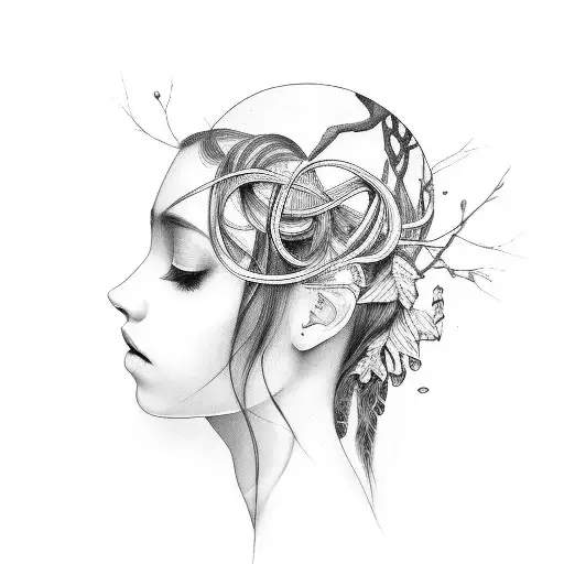 Girl Intertwined With Nature