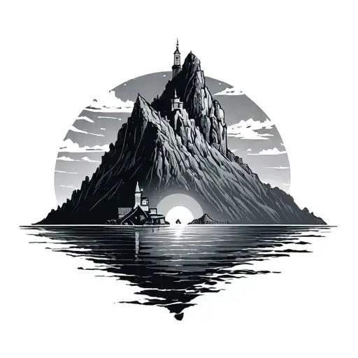 Sea Sunset On The Monastery Mountain Peak