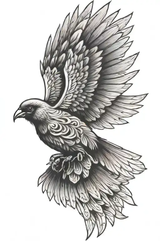 Bird With Wings Spread Symetrical