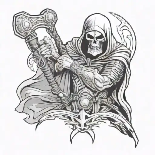Grim Reaper Holding Thor's Hammer
