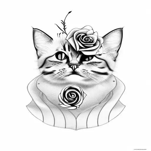 3 Eyed Cat With Rose And Dagger