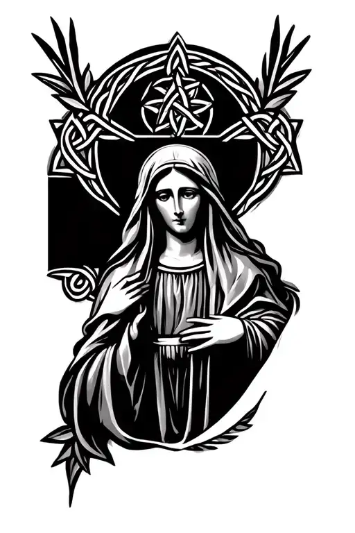 Virgin Mary Celtic Knot Design Incorporating