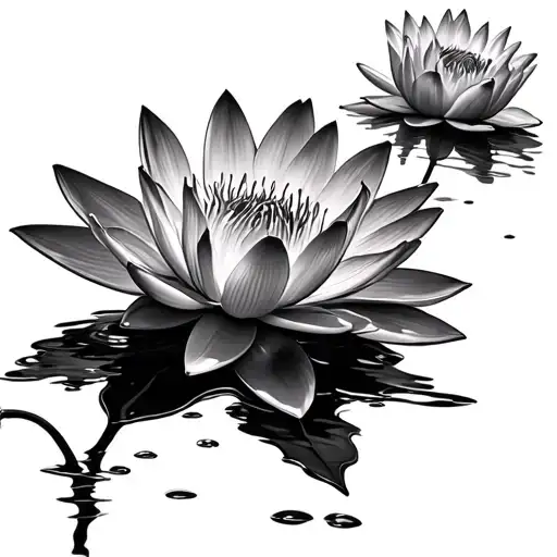 Water Lily Flower Large Growing From Water