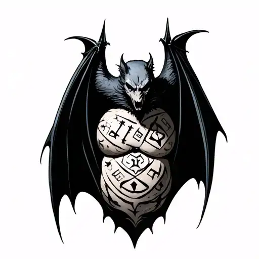 Goth Bat Stomach Using Nordic Runes