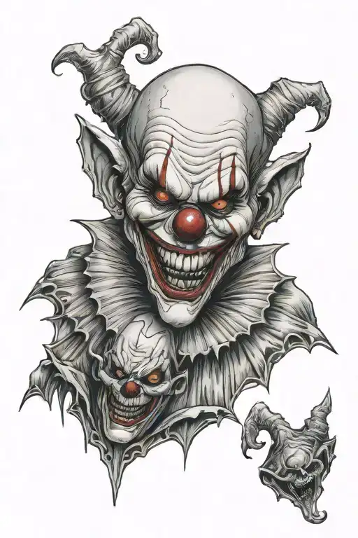 Evil Clowns Grotesque Ripped Flesh Stitched