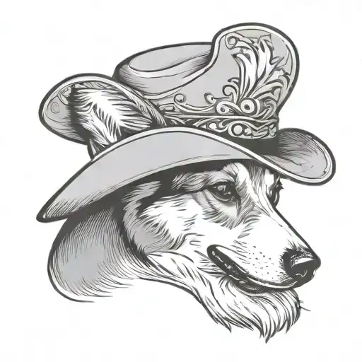 Corgi Side Profile Wearing A Cowboy Hat