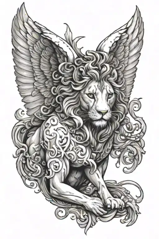 Angel With Lion Background