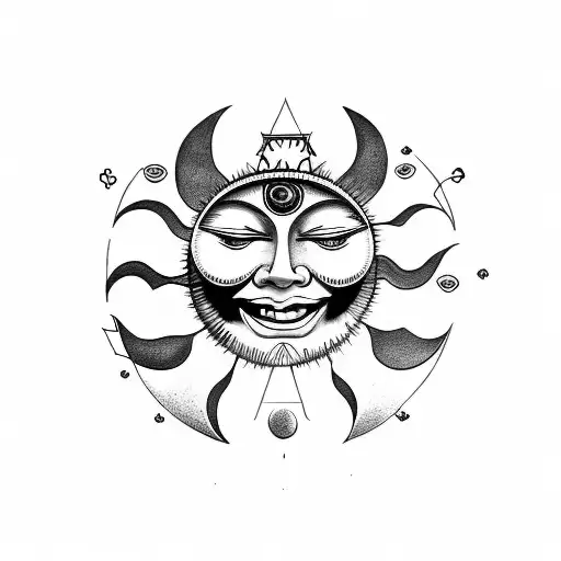 Smiling Sun With Third Eye