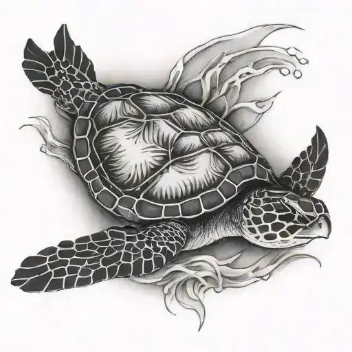 Sea Turtle Nect To Orca