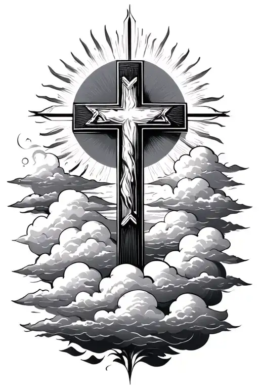Cross With Clouds And Sun Shaded Behind It For Forearm
