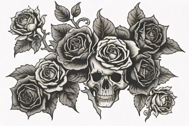 Flowery Tattoo That Has Discreet Kitchen Knife From The Halloween Movie In 1978