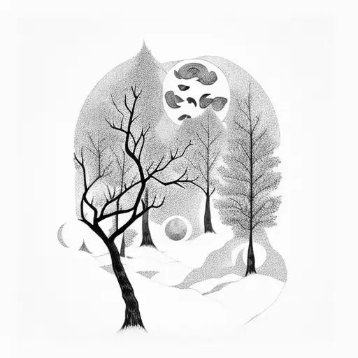 A Witch Brewing Potions In A Moonlit Forest