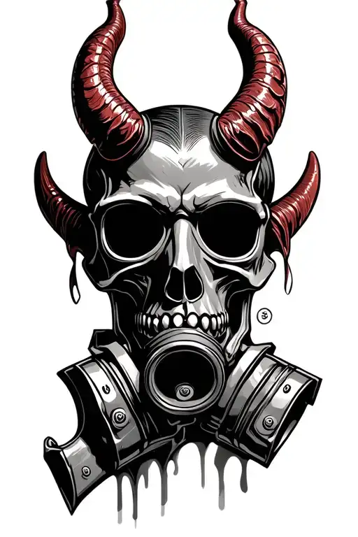 Guns Money Gas Mask Devil Skull
