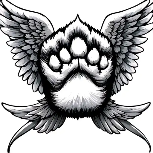 Cat Paw With Angel Wings