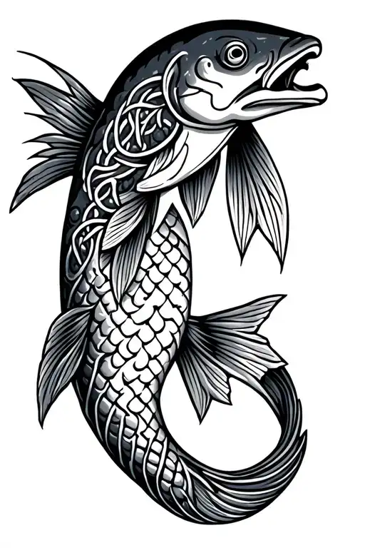 Celtic Salmon Shown By Steps