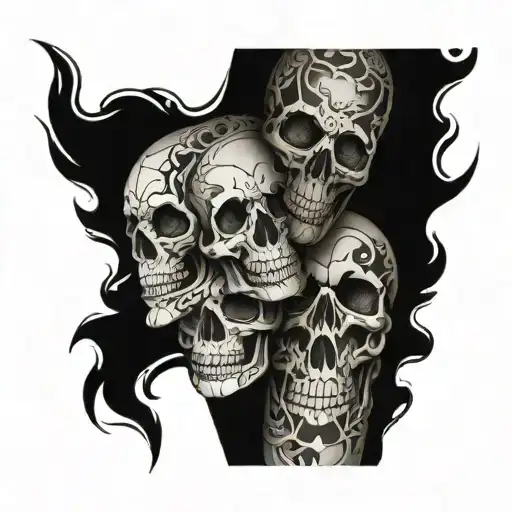 Multiple Skulls Black White Arm Sleeve
