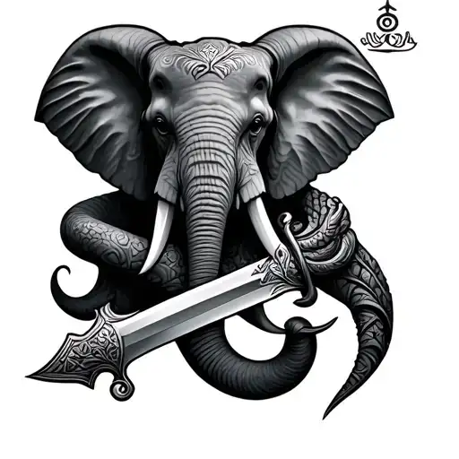 Jambiya Dagger And Elephant Trunk Wrapped Around