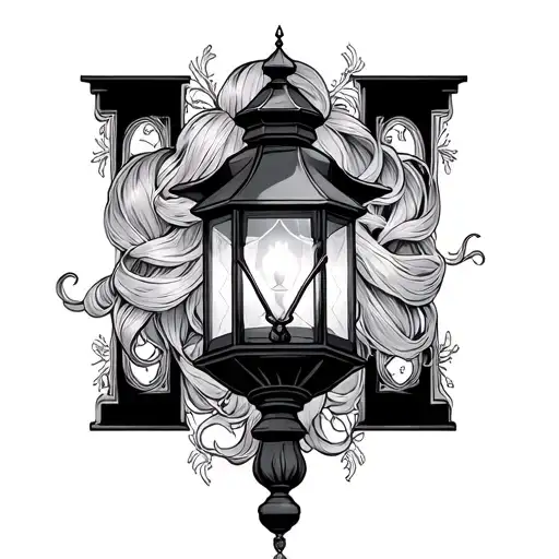 Rapunzel Lantern In Black And Smoked Colored Line