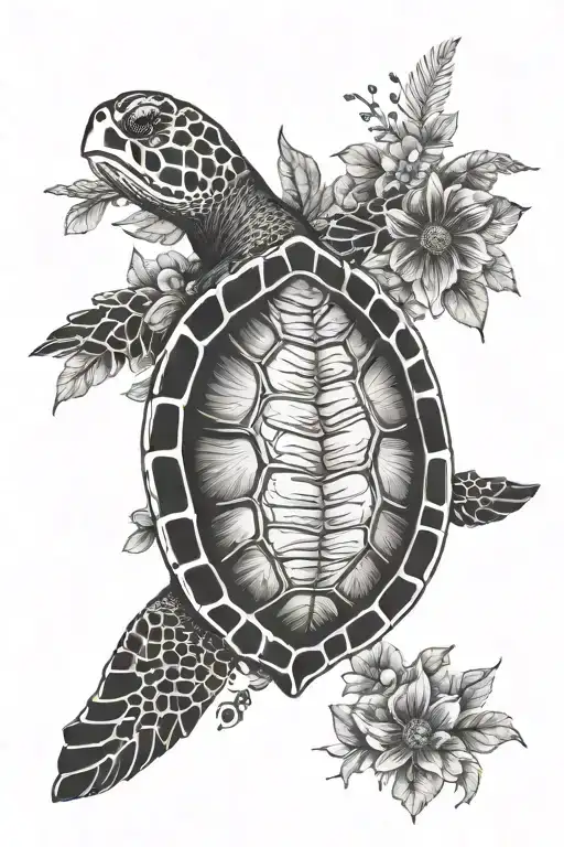 Sea Turtle Floral Design