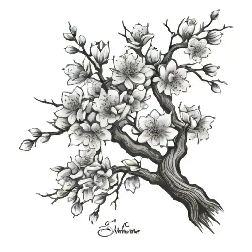 My Sisters Name With A Cherry Blossom Tree