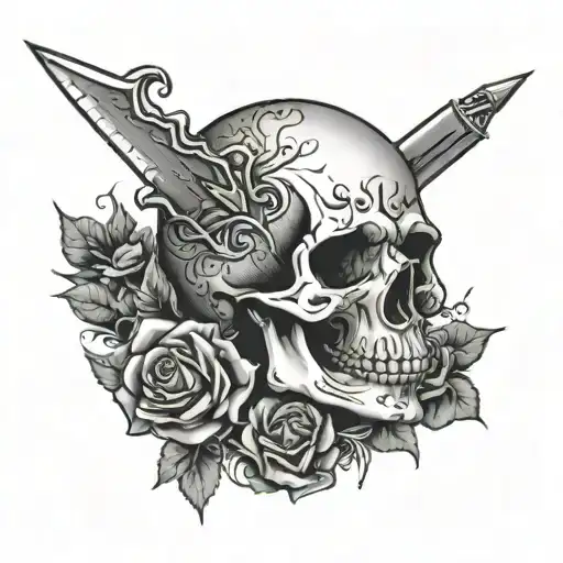 Skull And Dagger Stabbing His Head