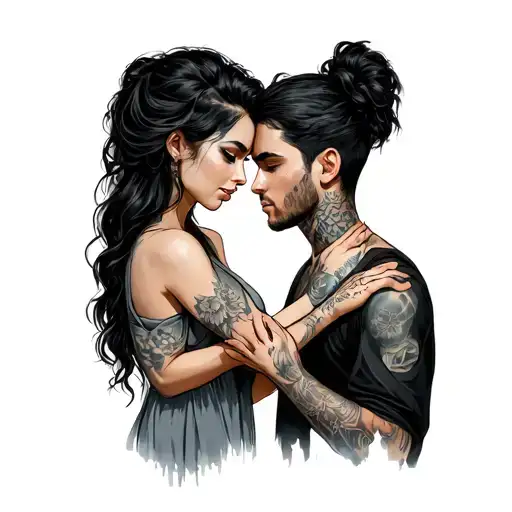 A Guy And A Girl Hold Out Their Hands To Each Other