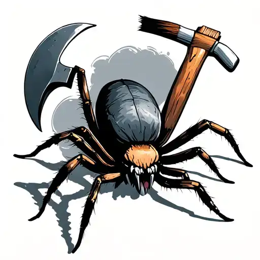 Spider With Paint Brush And An Axe