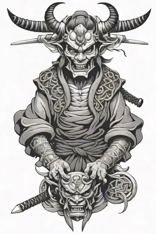 Oni Mask And Samurai