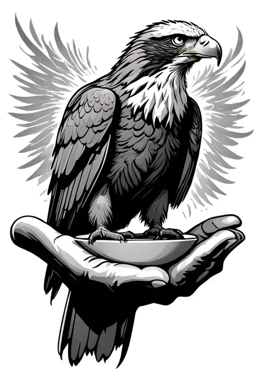 Eagle Perched On A Cupped Hand