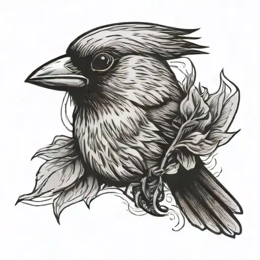 Cardinal Bird Looking Up