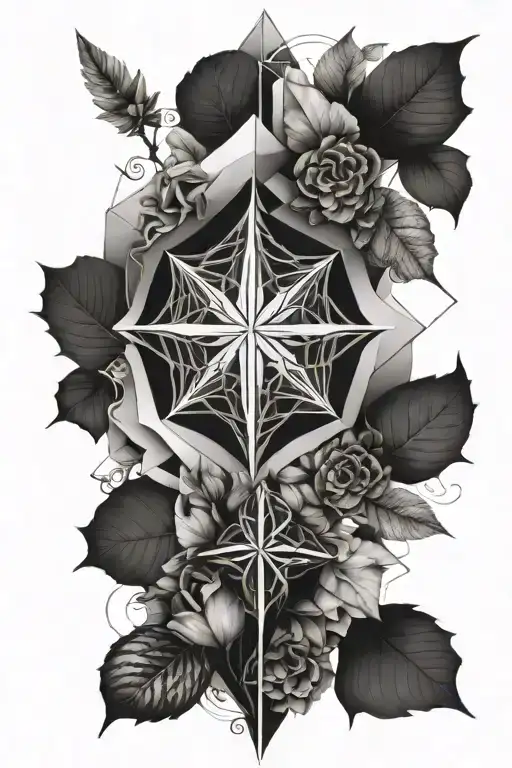 A Geometric Design Featuring Elements Of Nature And Christian Imagery