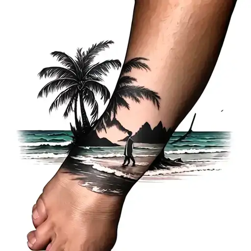 Ankle Tattoo Beach