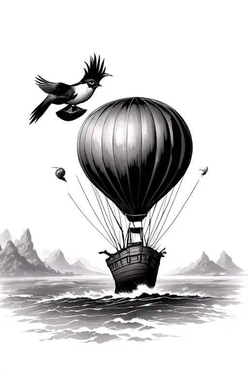 Hot Air Balloon Floating But Ballon Is Bird