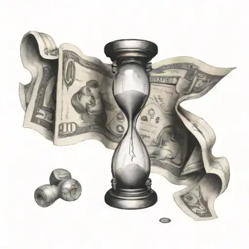 An Hourglass Gradually Disintegrating Into Banknotes