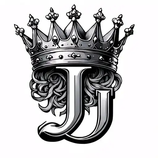 King Crown With Letter J Intertwined Within