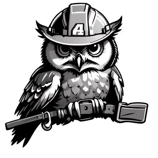 Owl Wearing Hard Hat And Tool Belt