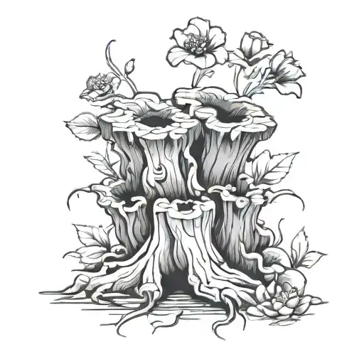 Tree Stump Sprouting 2 Identical Flowers