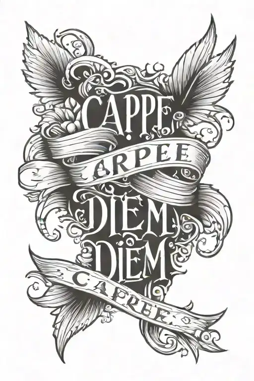 Carpe Diem Written In Blackletter With Warrior In Background