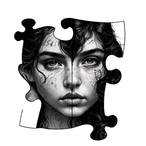 Just Two Simple Puzzle Pieaces Connected But With Just Line Across