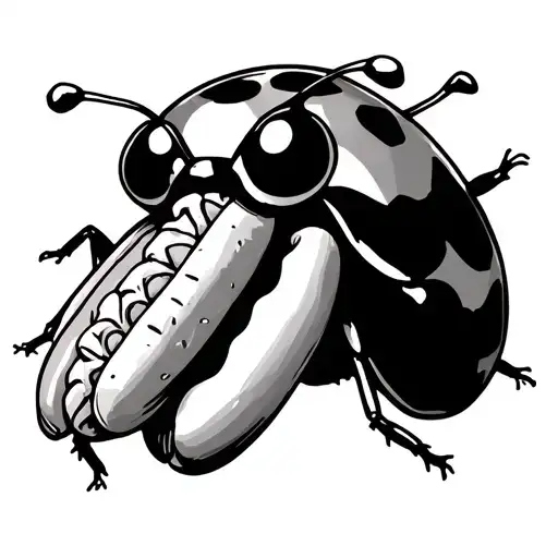 A Ladybug With A Tierra Holding A Hotdog