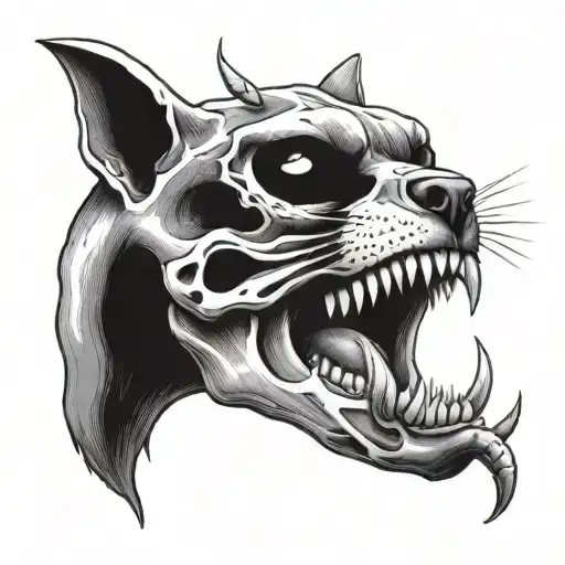 Cat Skull Old School Mopre Simple