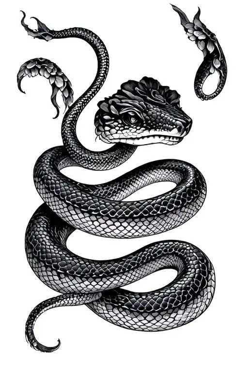 Snake With Delicate And Sexy Floral