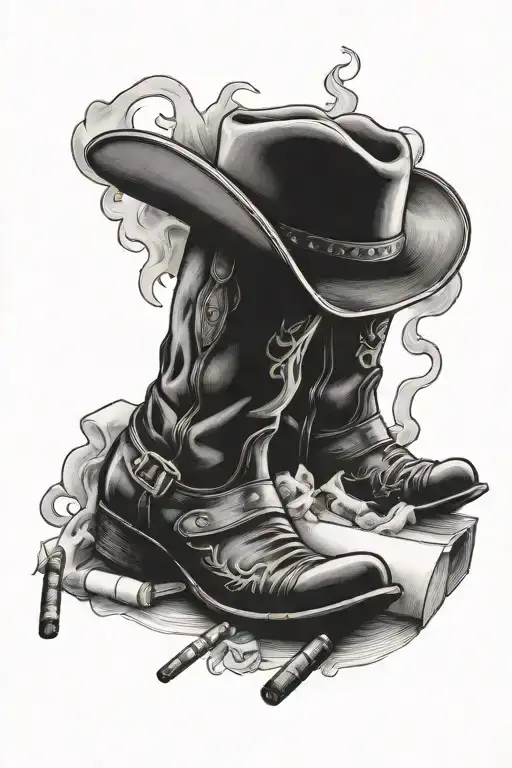A Box Of Cigarettes With Cowboy Boots Next To It