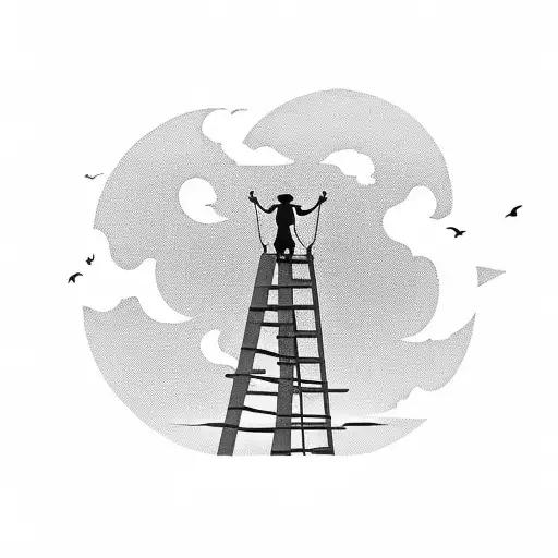 Tower Climber's Silhouette Against A Sunset