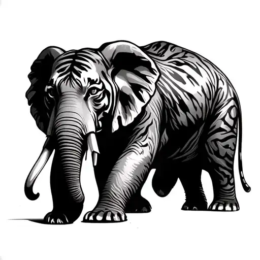 Elephant Tiger Walking