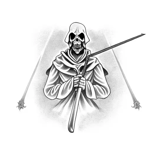 Faceless Grim Reaper Full Body Holding Scythe